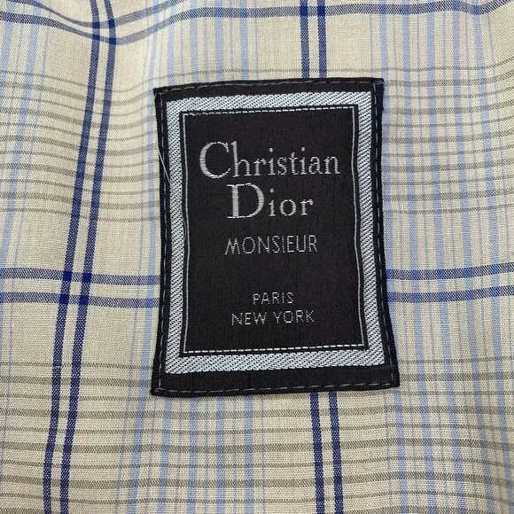 Christian Dior Monsieur Trench Coat Raincoat Mens 42L Beige Classic 80s Vintage